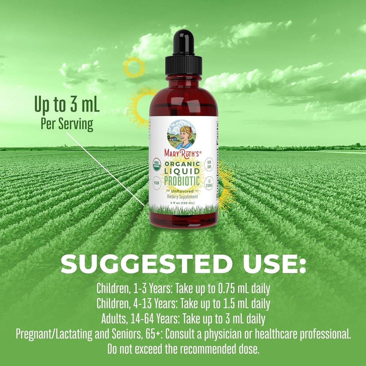 Maryruth Organics USDA Organic Liquid Probiotic, Digestive Health, Gut Health, Probiotics for Women, Probiotics for Men, Probiotics for Kids, Acidophilus Probiotic, Vegan, Non-Gmo, 40 Servings - Supply Center USA