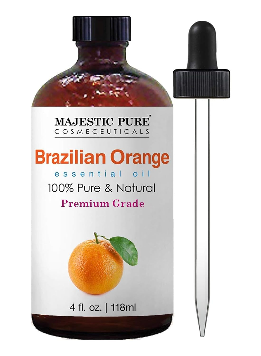 Majestic Pure Lavender Essential Oil with Glass Dropper | 100% Pure and Natural Lavender Oil | Premium Grade Essential Oils for Diffusers, Skin, Aromatherapy, Massage | 4 Fl Oz