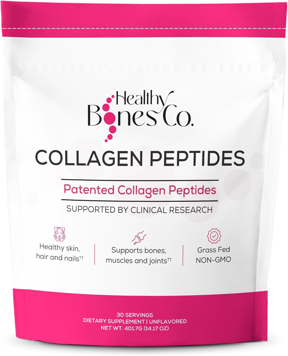 FORTIBONE Premium Bone Health Collagen Peptides W/Fortigel, Verisol, Tendoforte | Clinically-Supported for Bones Joints Skin Hair Nails | Hydrolyzed Collagen Complete Anti-Aging Formula | 30 Servings