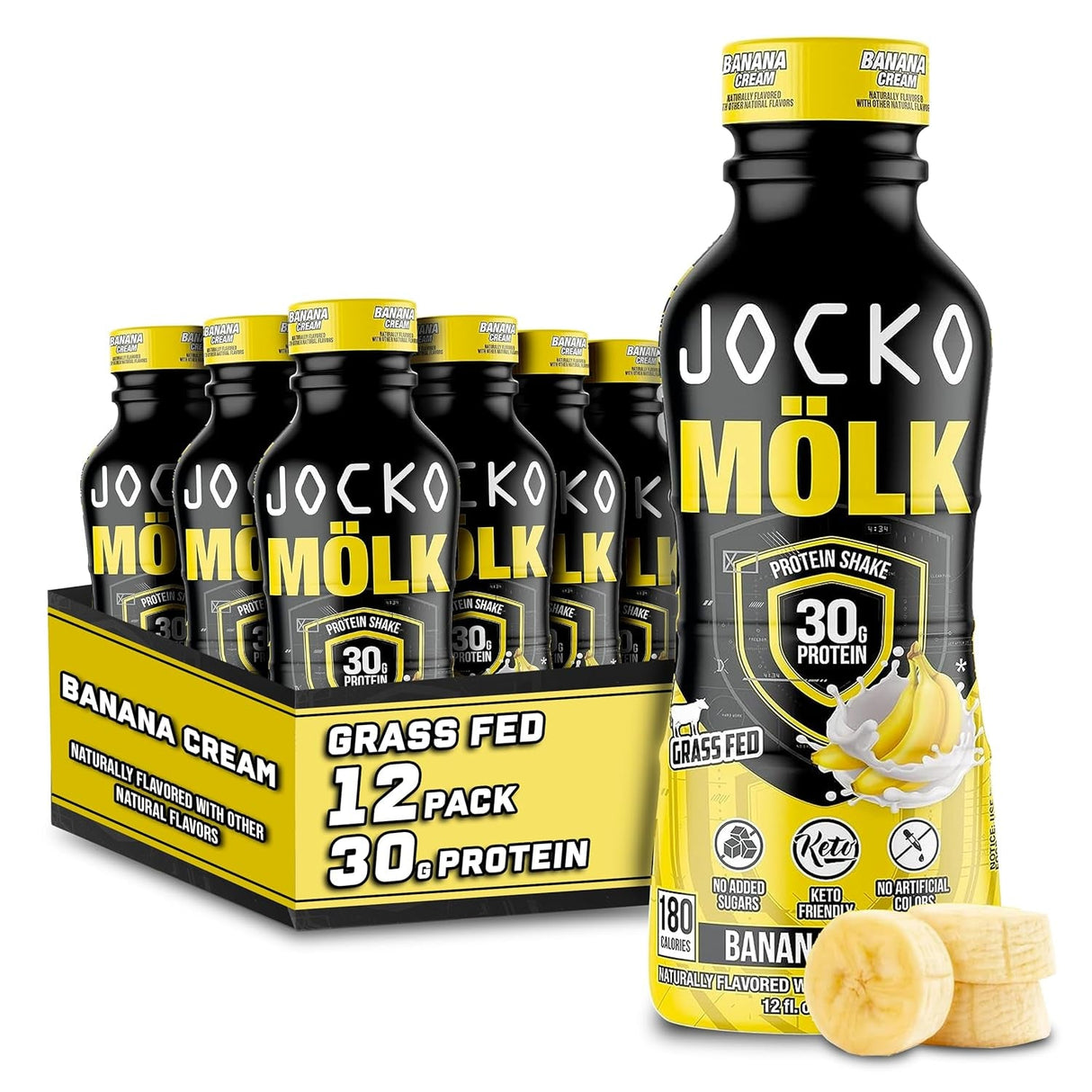 Jocko Mölk 30G Grass Fed Protein Shakes – No Added Sugar Protein Drinks KETO Friendly - Ready to Drink 12 FL Oz (Pack of 12) Chocolate