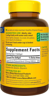 Nature Made Vitamin D3 1000 IU (25 Mcg) Softgel, Dietary Supplement for Bone, Teeth, Muscle and Immune Health Support, 300 Day Supply,300 Count (Pack of 1) - Supply Center USA