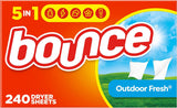 Bounce Dryer Sheets, Outdoor Fresh, 240 Count, Laundry Fabric Softener Sheets with Static Control and Wrinkle Fighters, Bounce Dryer Sheets, Fabric Softener Sheets