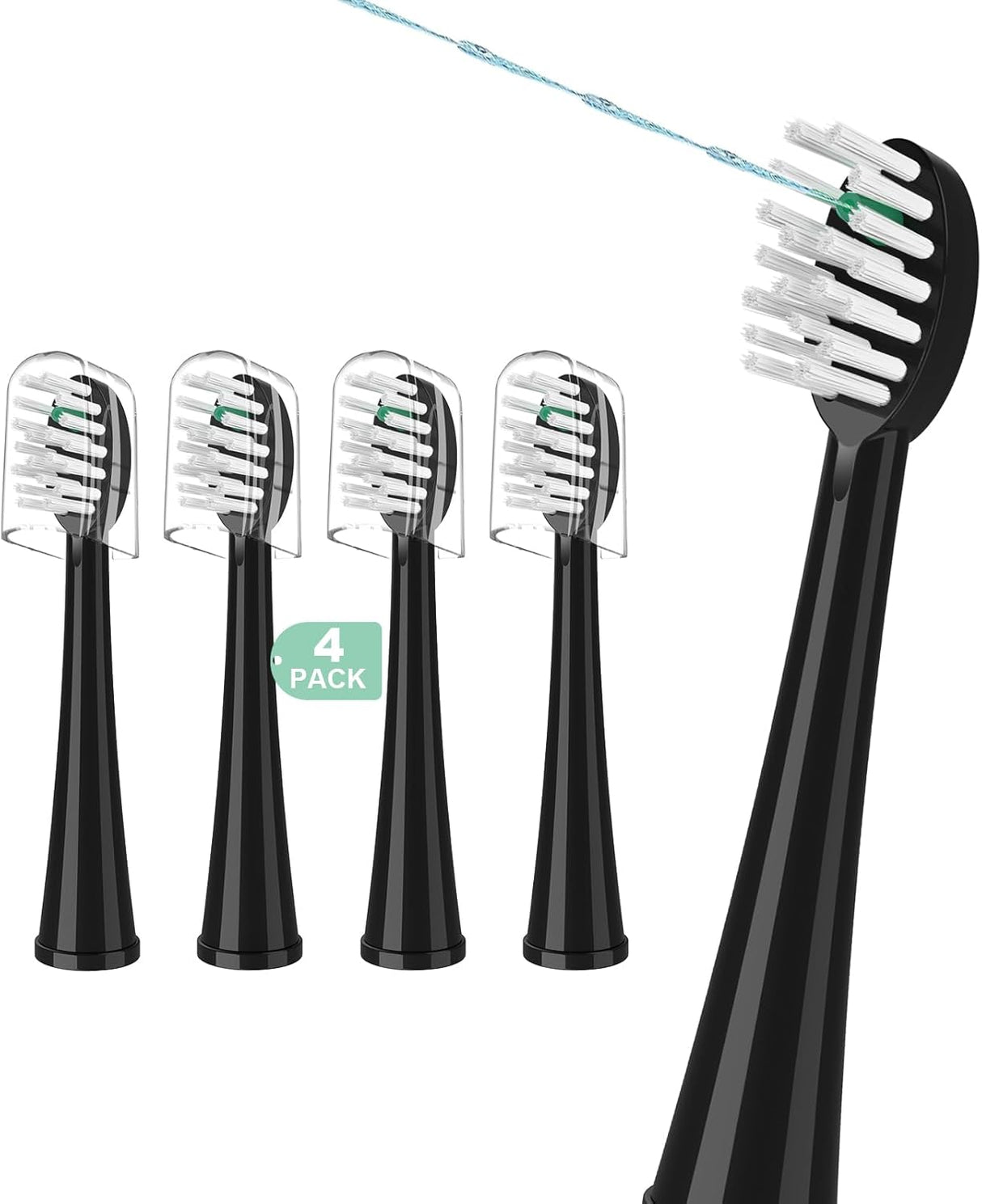 Replacement Brush Heads for Waterpik Sonic-Fusion 2.0 Flossing Toothbrush (SF-03/SF-04) and Sonic-Fusion Flossing Toothbrush (SF-01/SF-02),6 Count White with Covers