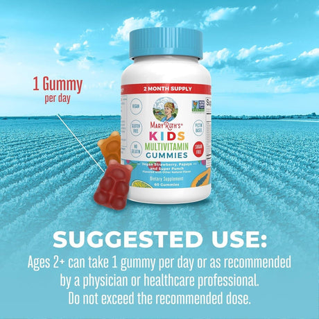 Kids Vitamins by Maryruth'S | Sugar Free | 2 Month Supply | Kids Multivitamin Gummies for Ages 2+ | Multivitamin for Kids | Vitamins for Kids | Vegan | Only 1 Gummy a Day | 60 Count - Supply Center USA