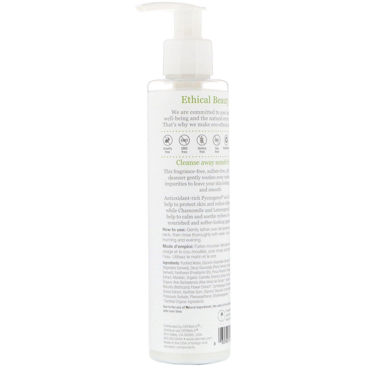 Derma E, Sensitive Skin Cleanser, 6 fl oz (175 ml) - Supply Center USA
