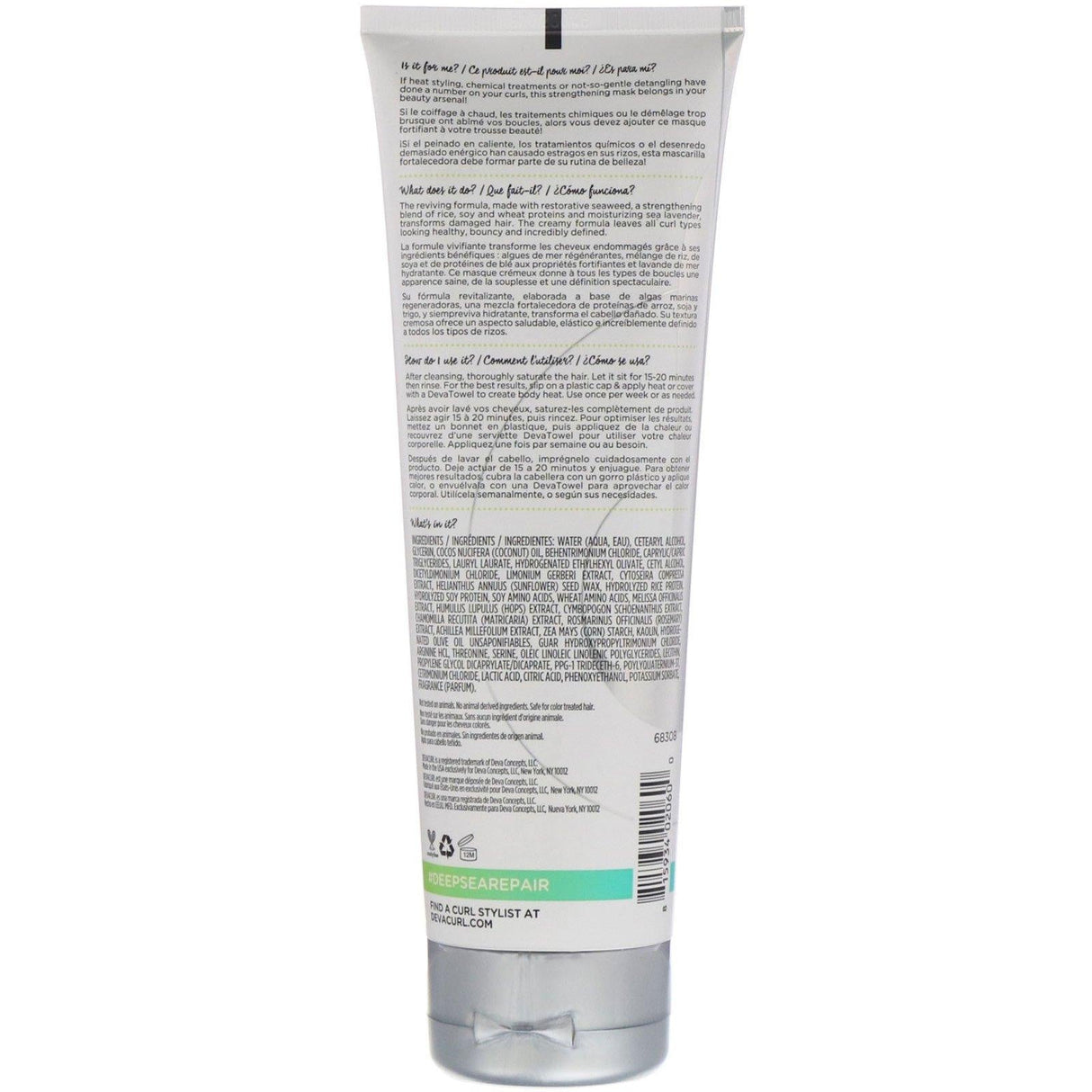 DevaCurl, Deep Sea Repair, Seaweed Strengthening Mask, 8 fl oz (236.6 ml) - Supply Center USA