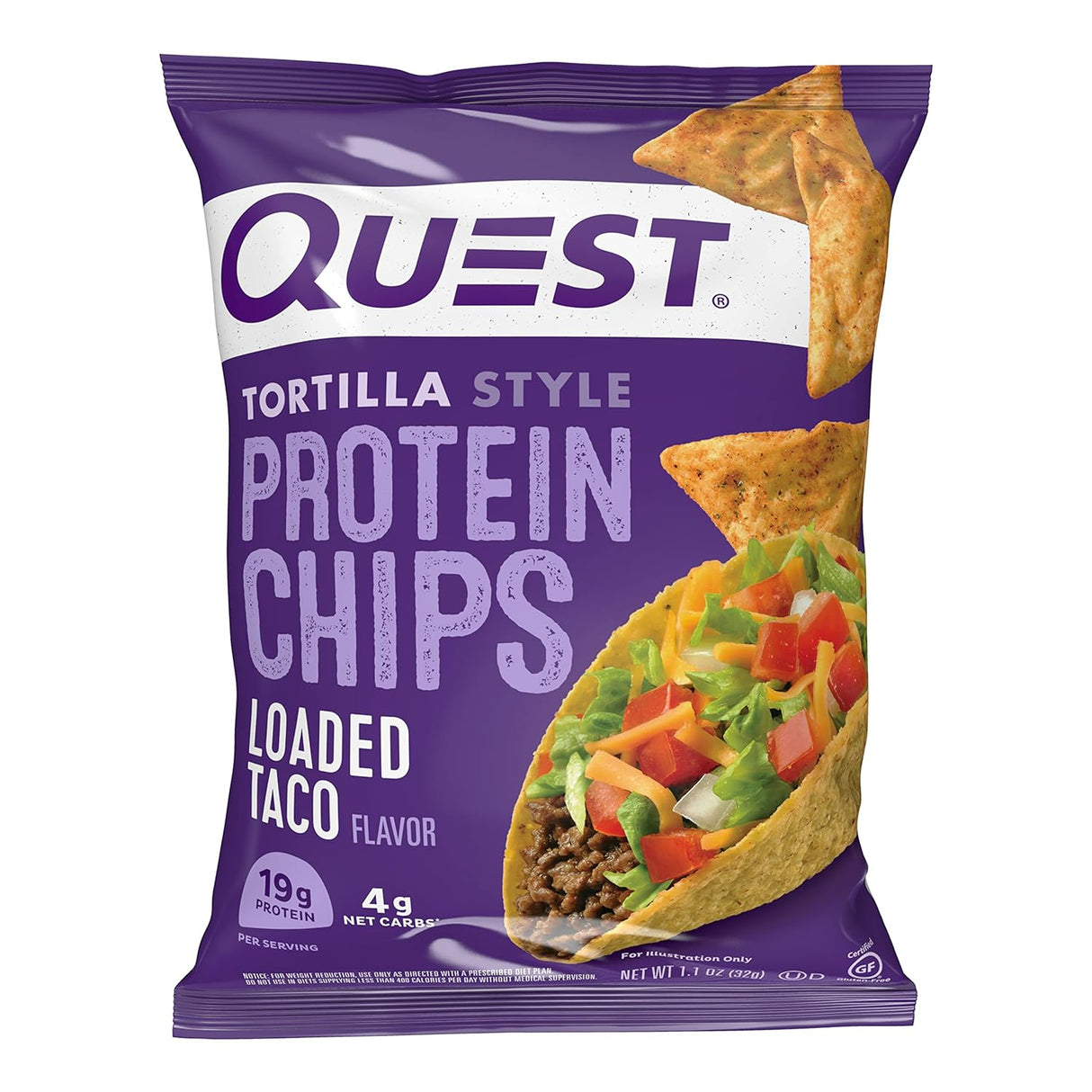 Quest Nutrition Tortilla Style Protein Chips Variety Pack, Chili Lime, Nacho Cheese, Loaded Taco, Low Carb, High Protein, Gluten Free, 1.1 Oz (Pack of 12)