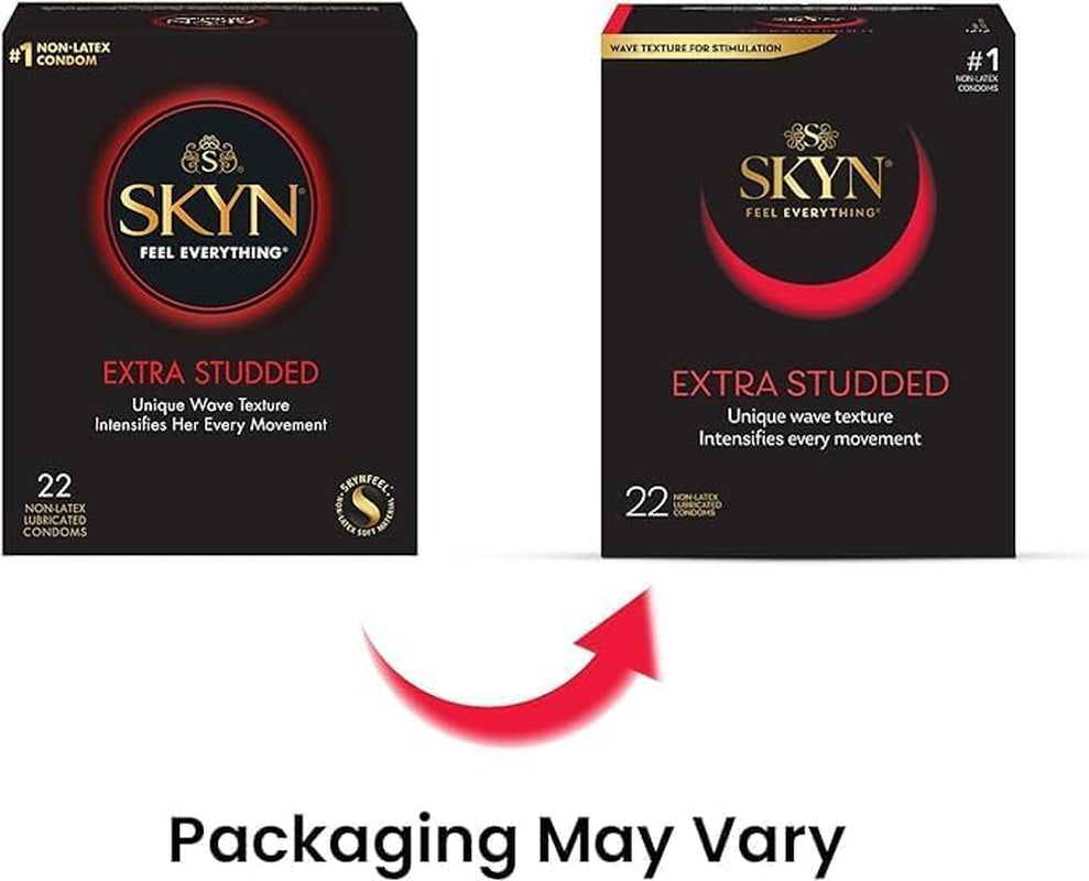 SKYN Extra Studded – 22 Count – Lubricated Latex-Free Condoms – Unique Texture Intensifies Every Moment​