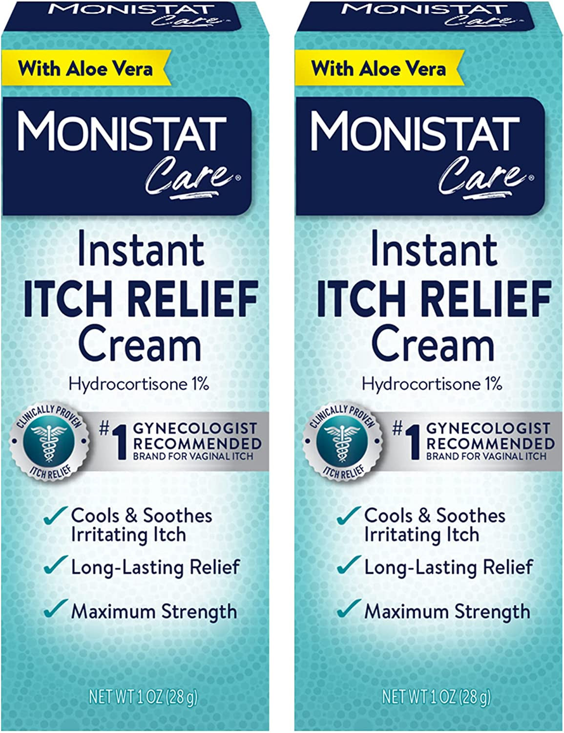 Monistat Instant Itch Relief Cream for Women, Maximum Strength Feminine Itch Care, 1 Oz, 2 Pack