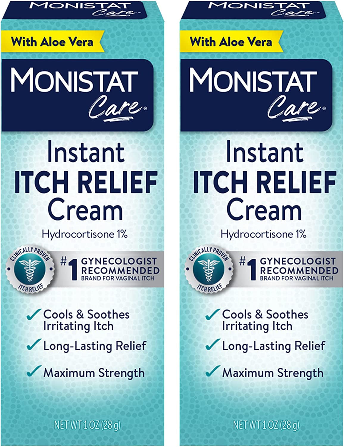 Monistat Instant Itch Relief Cream for Women, Maximum Strength Feminine Itch Care, 1 Oz, 2 Pack