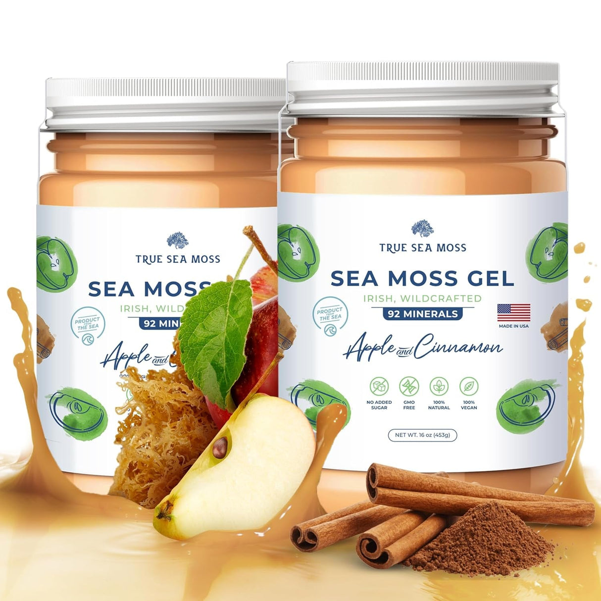 Trueseamoss Wildcrafted Irish Sea Moss Gel –7 Flavors- Nutritious Raw Seamoss Rich in Minerals, Proteins & Vitamins – Antioxidant Health Sea Moss, Vegan Made in USA (MANGO/PINEAPPLE, 1)