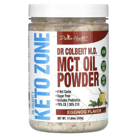 Divine Health, Dr. Colbert's Keto Zone, MCT Oil Powder, Eggnog, 11.64 oz (330 g) - Supply Center USA