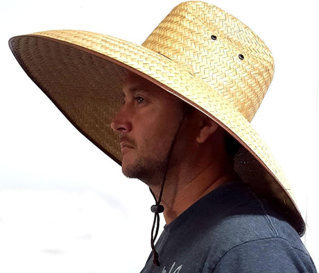 Double Weaved Hard Shell Shade Hat Large Fit Wide Brim Straw Hat Tan - Supply Center USA