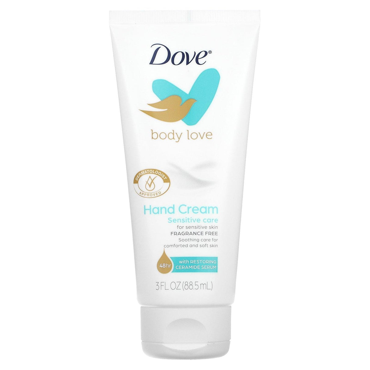 Dove, Body Love, Hand Cream, Sensitive Skin, Fragrance Free, 3 fl oz (88.5 ml) - Supply Center USA