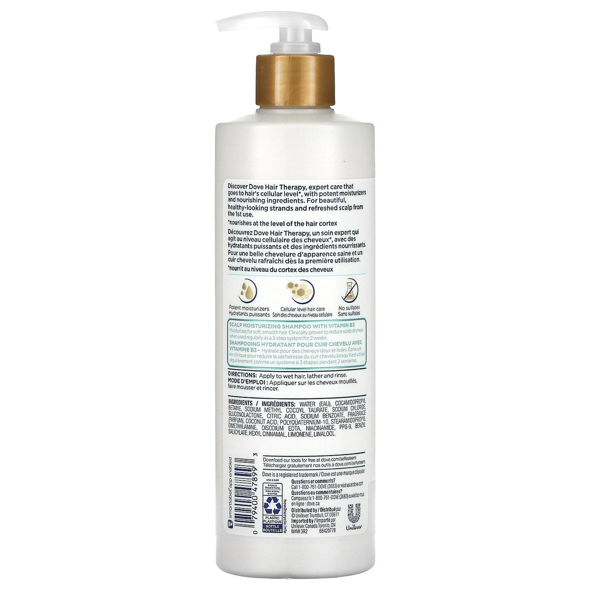 Dove, Hair Therapy, Dry Scalp Care Shampoo, 13.5 fl oz (400 ml) - Supply Center USA