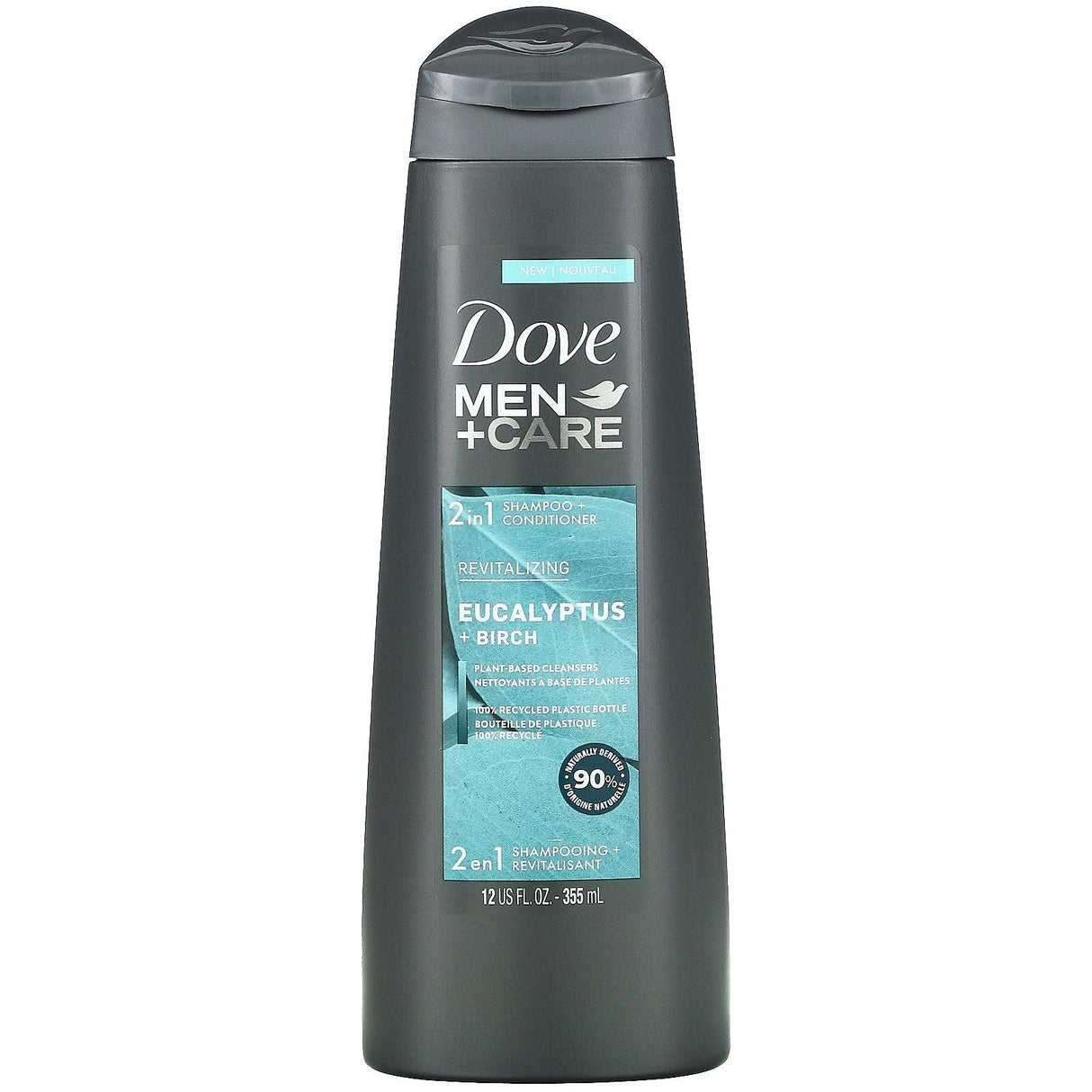 Dove, Men+Care, 2-In-1 Shampoo + Conditioner, Revitalizing, Eucalyptus + Birch, 12 fl oz (355 ml) - Supply Center USA
