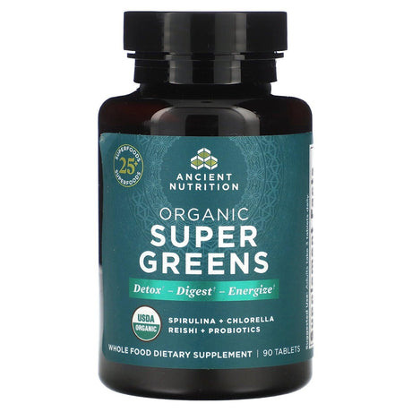 Dr. Axe / Ancient Nutrition, Organic Super Greens, 90 Tablets - Supply Center USA