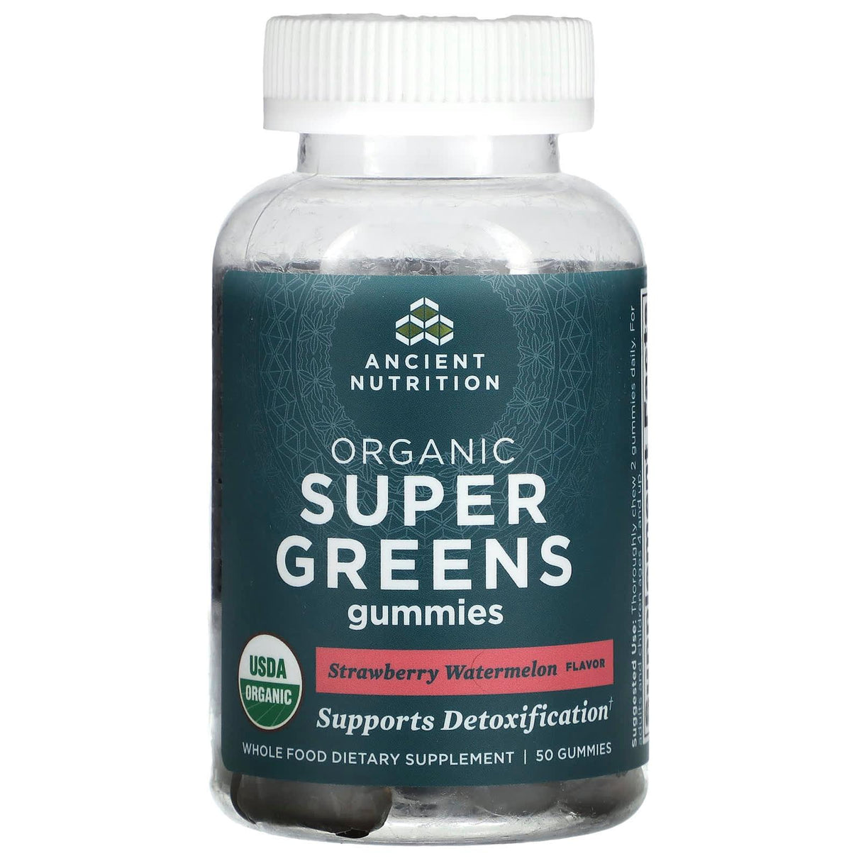 Dr. Axe / Ancient Nutrition, Organic Super Greens Gummies, Strawberry Watermelon, 50 Gummies - Supply Center USA