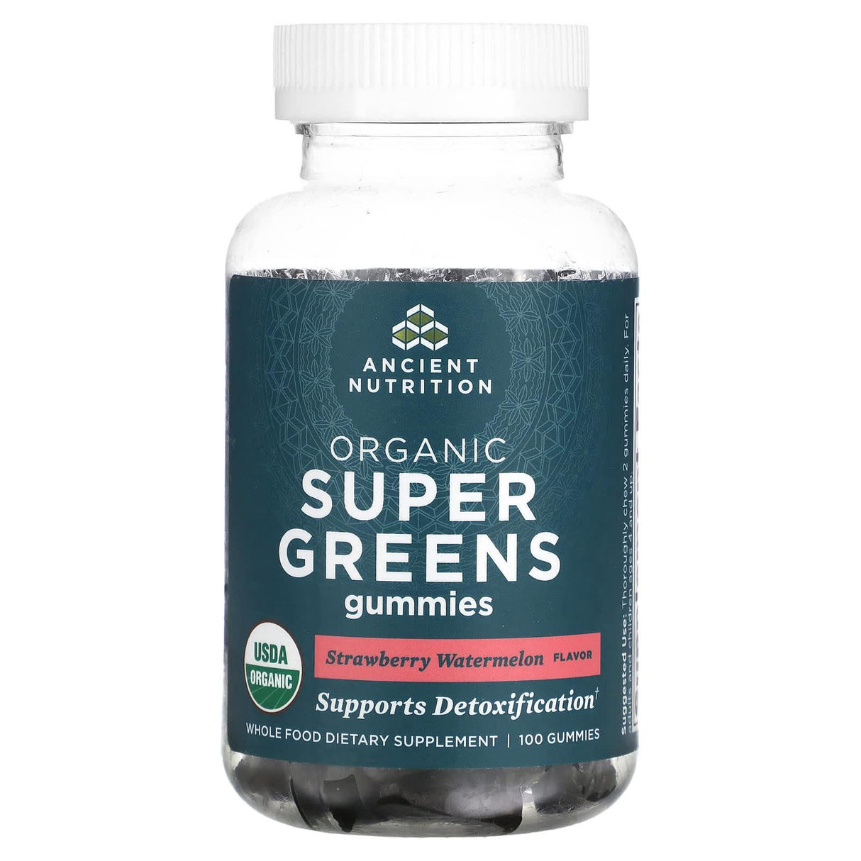 Dr. Axe / Ancient Nutrition, Organic Super Greens Gummies, Strawberry Watermelon, 50 Gummies - Supply Center USA