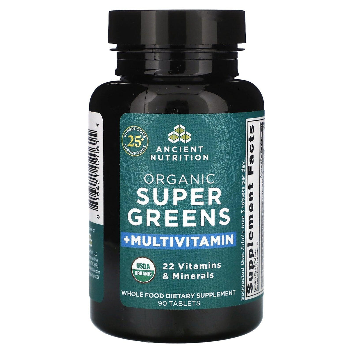 Dr. Axe / Ancient Nutrition, Organic Super Greens + Multivitamin, 90 Tablets - Supply Center USA