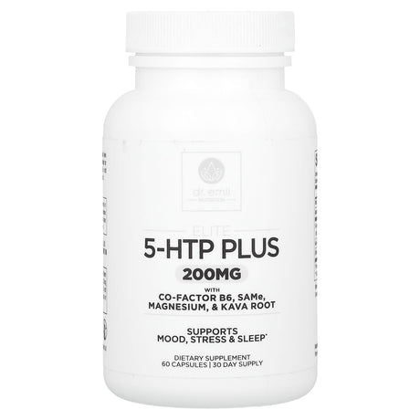 Dr. Emil Nutrition, Elite, 5-HTP Plus with Co-Factor B6, SAMe, Magnesium, & Kava Root, 100 mg, 60 Capsules - Supply Center USA