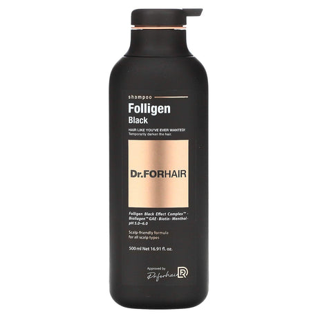 Dr.ForHair, Folligen Shampoo, Black, 16.91 fl oz (500 ml) - Supply Center USA