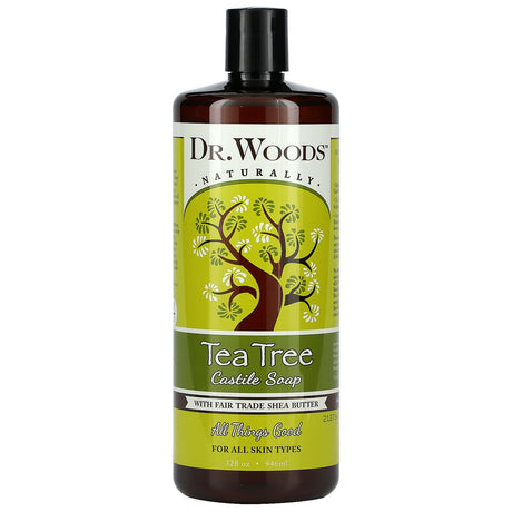 Dr. Woods, Tea Tree Castile Soap with Fair Trade Shea Butter, 32 fl oz (946 ml) - Supply Center USA