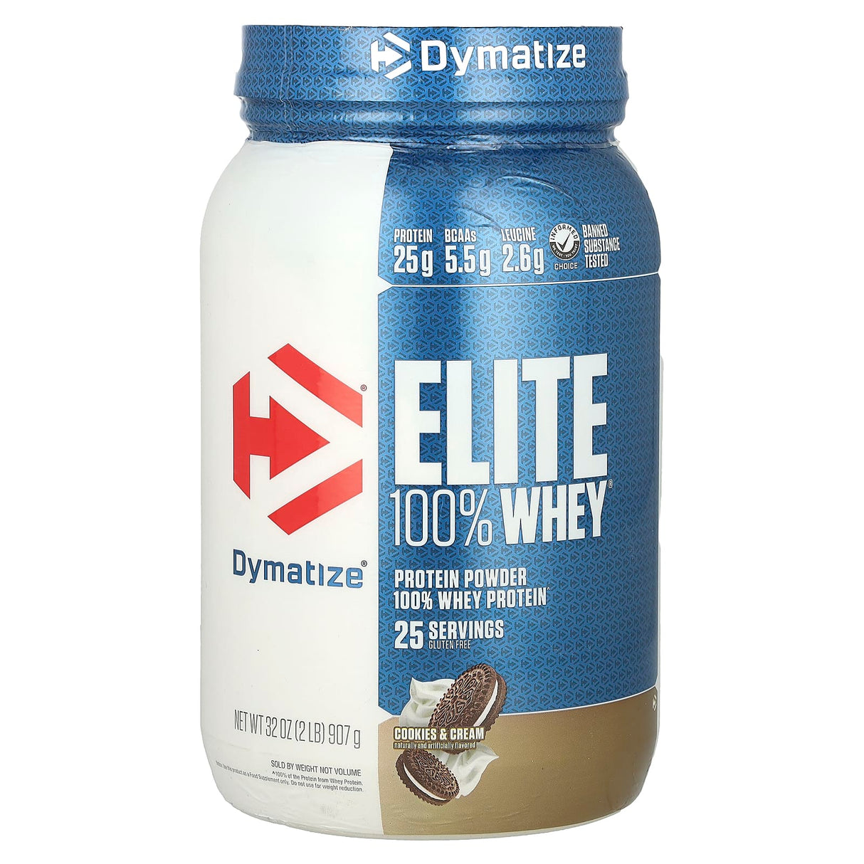 Dymatize, Elite 100% Whey Protein Powder, Cookies & Cream, 2 lbs (907 g) - Supply Center USA