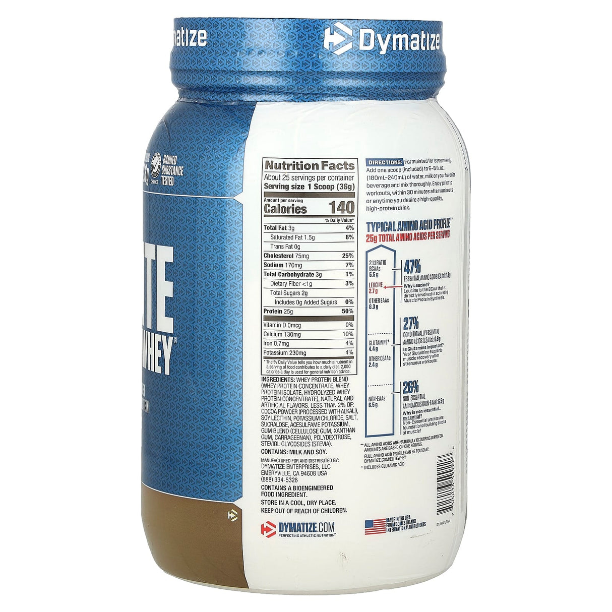 Dymatize, Elite 100% Whey Protein Powder, Cookies & Cream, 2 lbs (907 g) - Supply Center USA