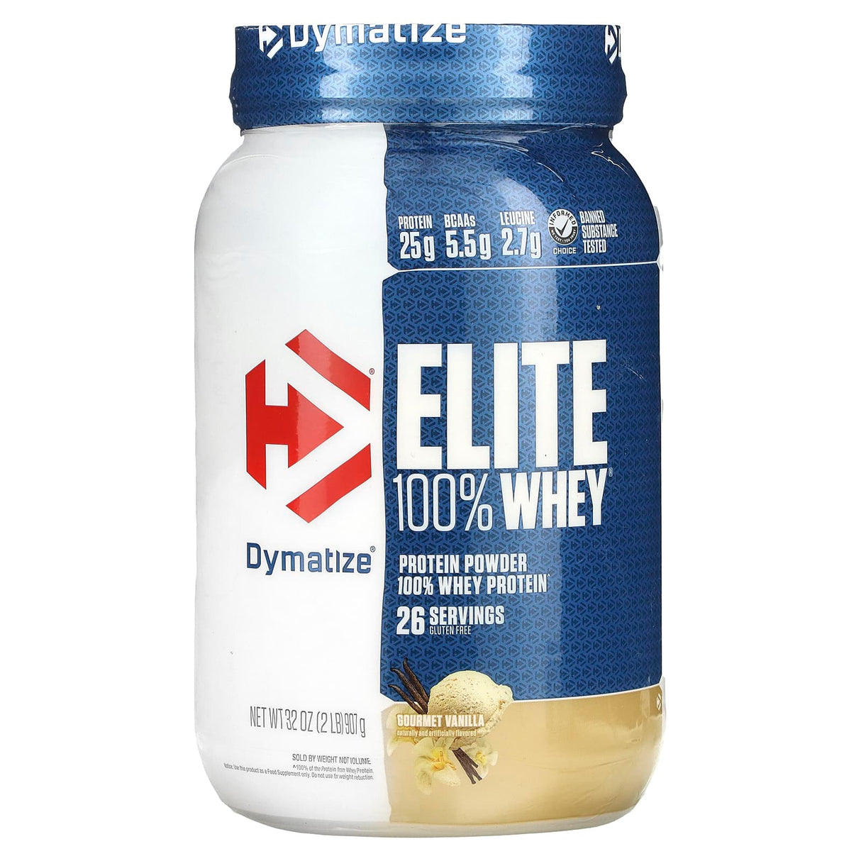 Dymatize, Elite 100% Whey Protein Powder, Gourmet Vanilla, 2 lbs (907 g) - Supply Center USA