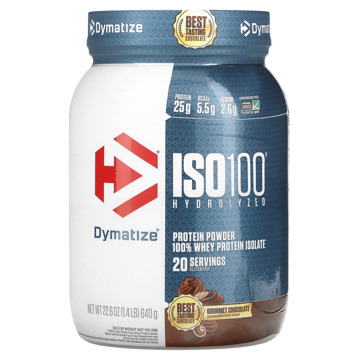 Dymatize, ISO100 Hydrolyzed, 100% Whey Protein Isolate, Gourmet Chocolate, 1.4 lb (640 g) - Supply Center USA