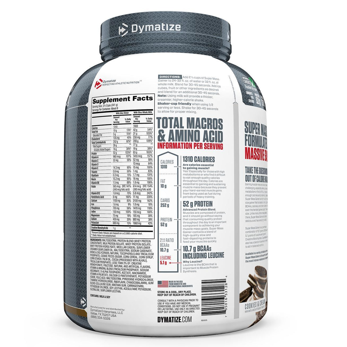 Dymatize Nutrition, Super Mass Gainer, Cookies & Cream, 6 lbs (2.7 kg) - Supply Center USA