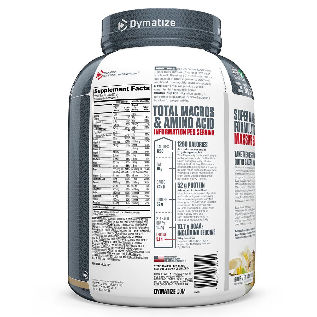 Dymatize Nutrition, Super Mass Gainer, Gourmet Vanilla, 6 lbs (2.7 kg) - Supply Center USA