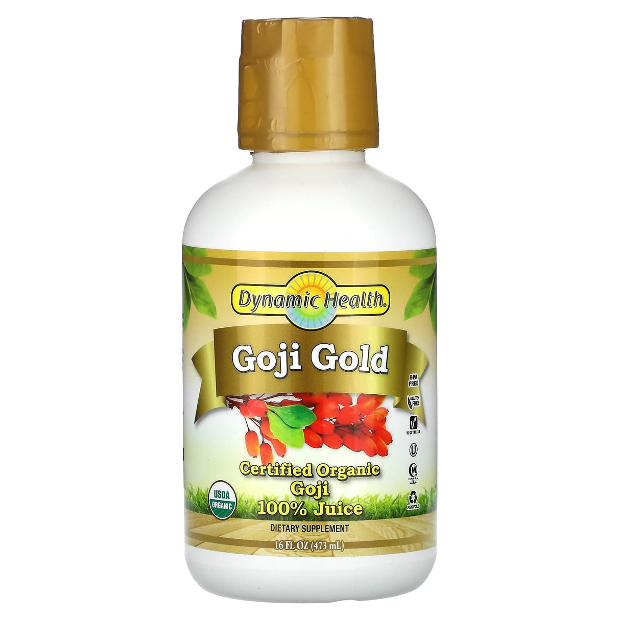 Dynamic Health, Goji Gold, Certified Organic Goji 100% Juice, 16 fl oz (473 ml) - Supply Center USA