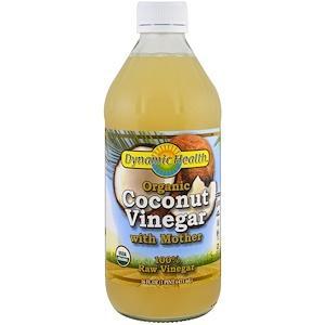 Dynamic Health Laboratories, Organic Coconut Vinegar with Mother, 100% Raw Vinegar, 16 fl oz (473 ml) - Supply Center USA
