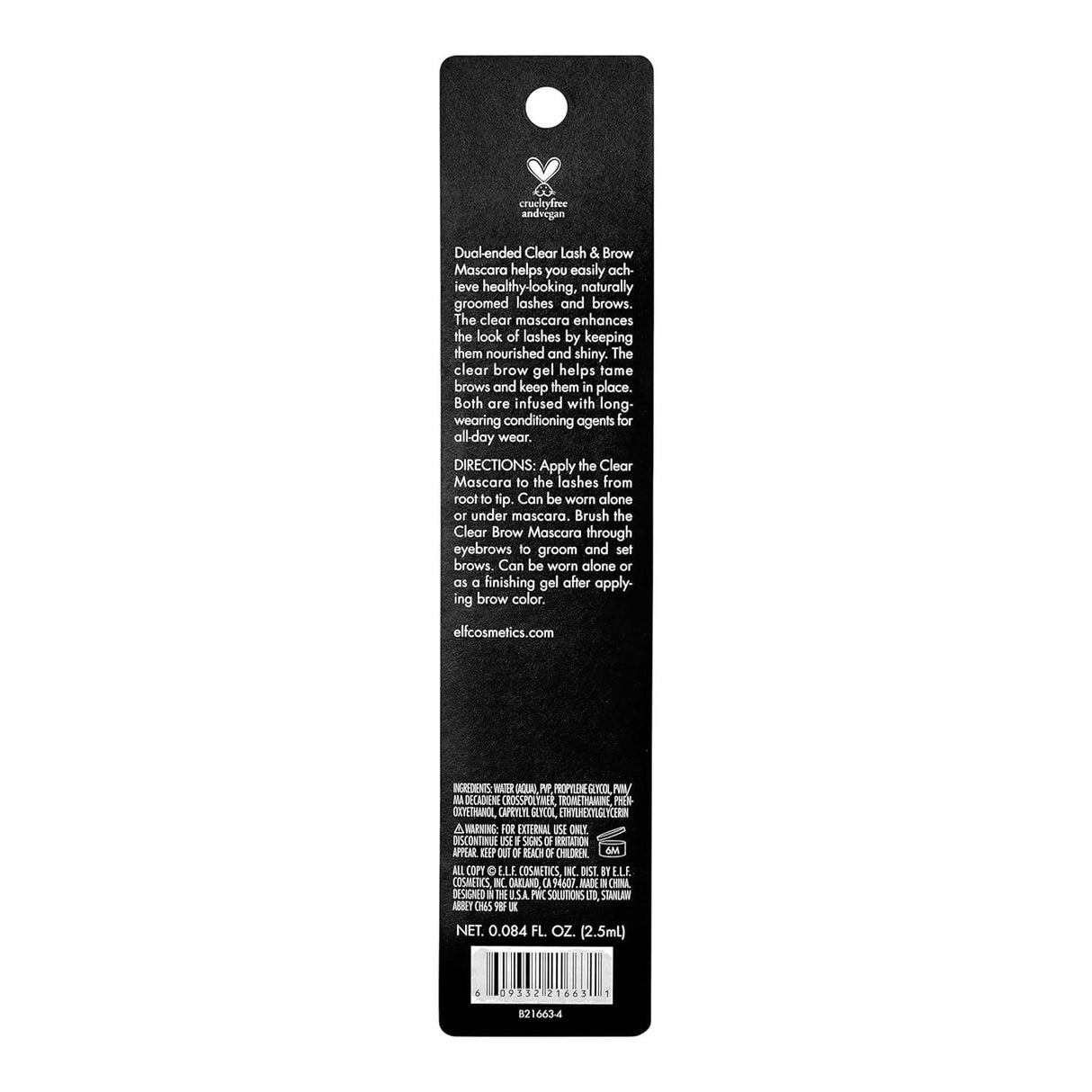 E.L.F. Clear Brow & Lash Mascara, Dual-Sided Clear Brow Gel & Mascara, Long-Wear Conditioning Formula, 0.084 Fl Oz - Supply Center USA