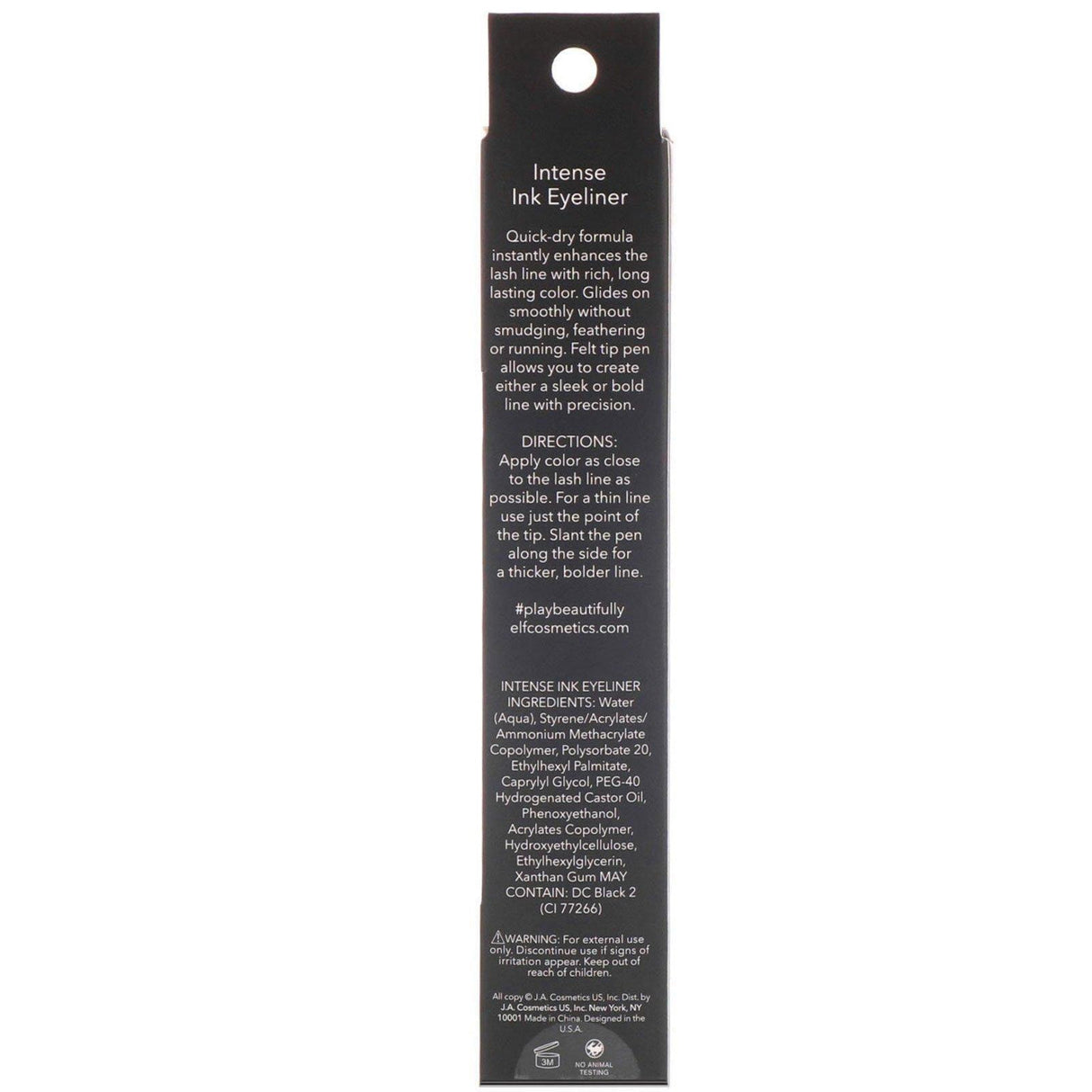 E.L.F., Intense Ink Eyeliner. Blackest Black, 0.088 oz (2.5 g) - Supply Center USA