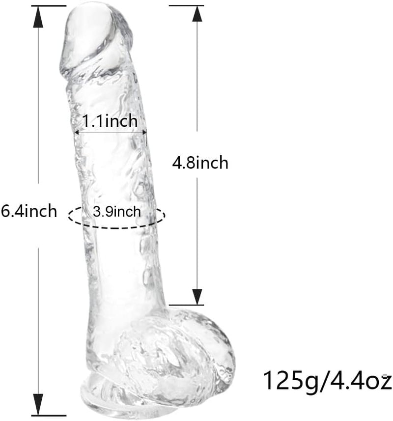 Small Realistic Clear 6 Inch Cute Dildo,Adult Sex Toy with Suction Cup Dildo, Suitable for Beginner Women/Men/Gay with Thin and Slim Poke, Can Be Use for G-Spot and Anal