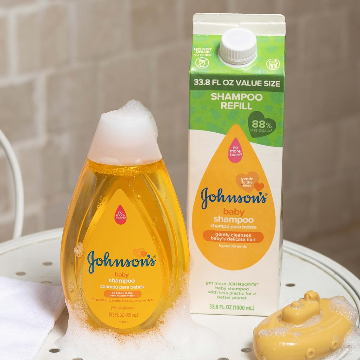 Johnson'S Baby Shampoo, Hypoallergenic, Tear-Free Shampoo for Baby'S Delicate Scalp & Skin, Gently Washes Away Dirt & Germs, Paraben-Free, Value Size Baby Shampoo Refill, 33.8 Fl. Oz