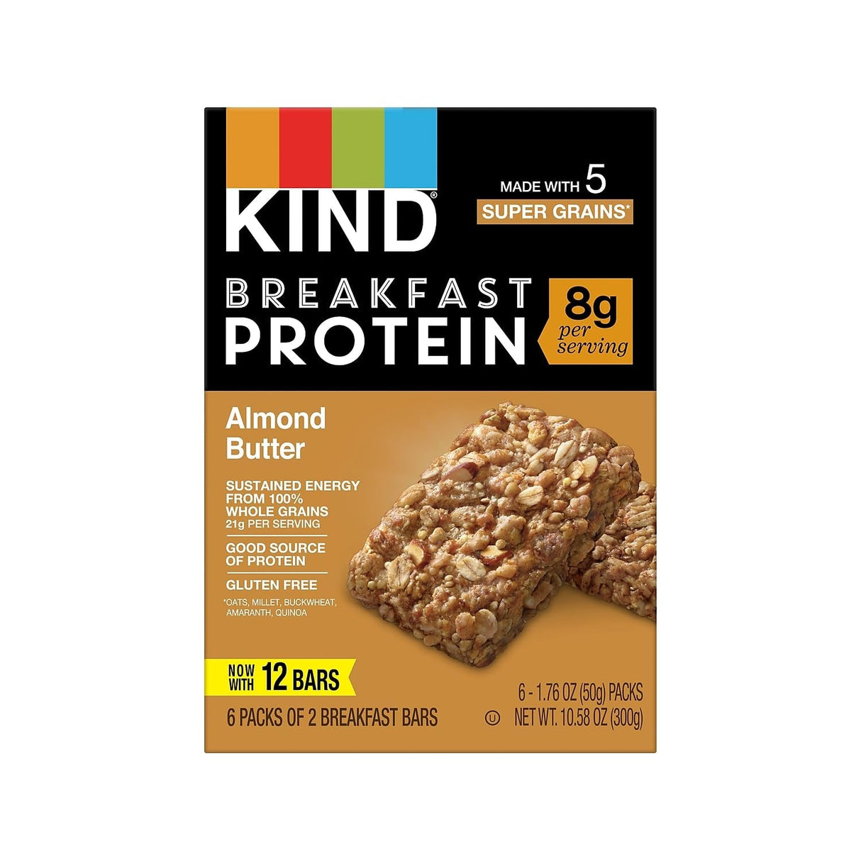 KIND Breakfast, Healthy Snack Bar, Peanut Butter Banana Dark Chocolate, Gluten Free Breakfast Bars, 8G Protein, 1.76 OZ Packs (6 Count)