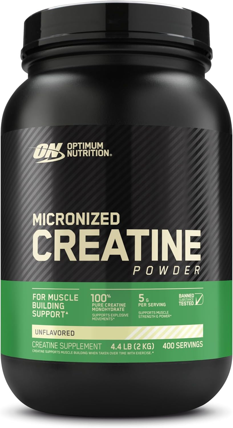 Optimum Nutrition Micronized Creatine Monohydrate Powder, Unflavored, Keto Friendly, 60 Servings (Packaging May Vary)
