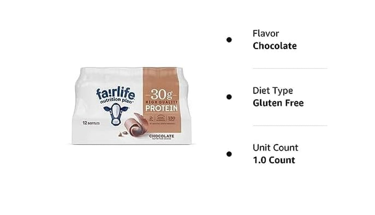 Nutrition Plan High Protein Chocolate 30G Shake,Gelatin Free,11.5Fl.Oz,(12 Pack) - PACK of 1