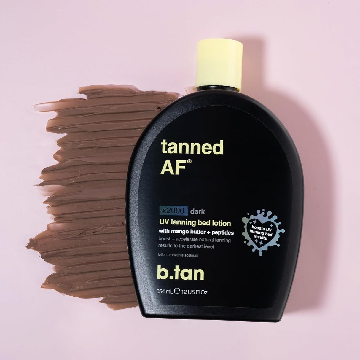 B.Tan UV Tanning Bed Lotion | Darkest Tanning Lotion - Indoor Outdoor Tan Bronzer Accelerator, Best Browning Lotion, 12 Fl Oz