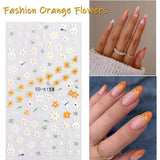 VOTACOS Flower Nail Art Stickers Decals 5D Embossed Nail Decals Spring Summer Daisy Nail Art Design Self-Adhesive Nail Supplies Accessories 3D Flower Nail Stickers for Women Nail DIY Decoration