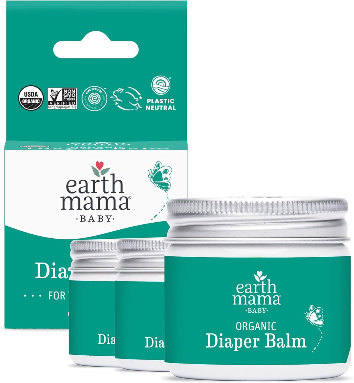 Earth Mama Organic Diaper Balm | Diaper Cream with Calendula | Calm Skin Baby Essentials for Diaper Bag |Multipurpose Baby Ointment, 2-Fluid Ounce