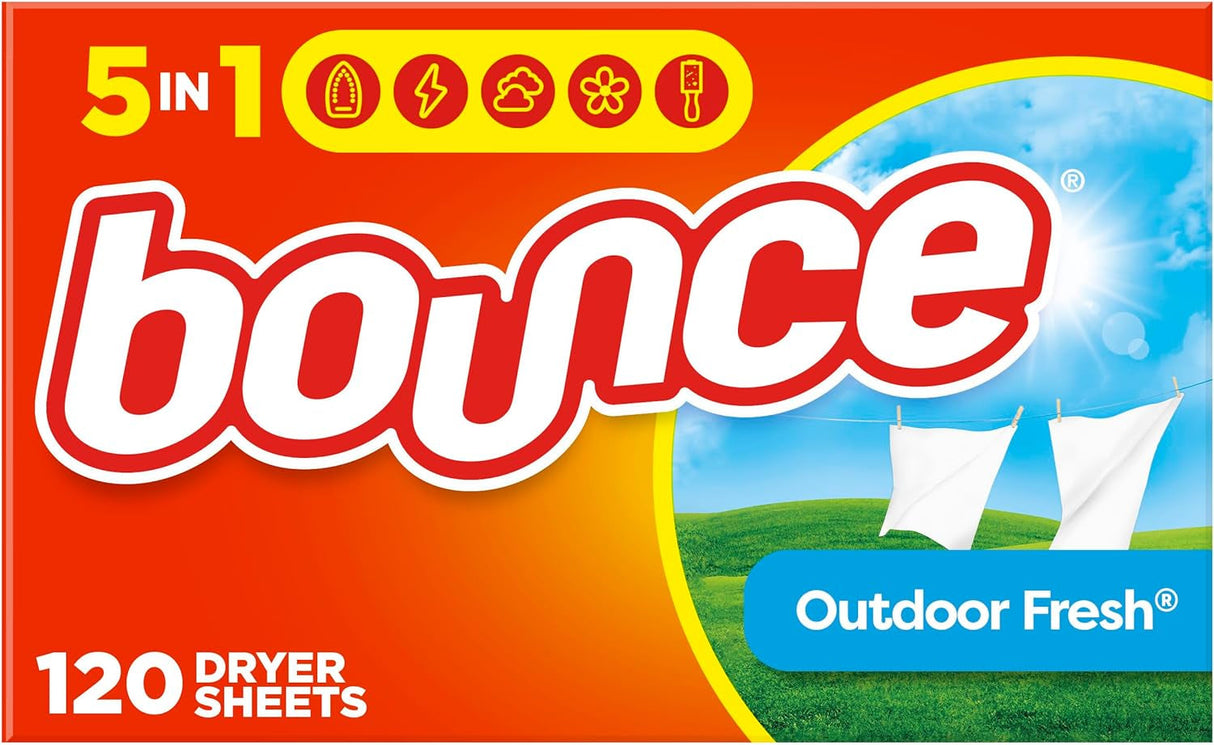 Bounce Dryer Sheets, Outdoor Fresh, 240 Count, Laundry Fabric Softener Sheets with Static Control and Wrinkle Fighters, Bounce Dryer Sheets, Fabric Softener Sheets
