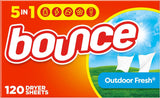 Bounce Dryer Sheets, Outdoor Fresh, 240 Count, Laundry Fabric Softener Sheets with Static Control and Wrinkle Fighters, Bounce Dryer Sheets, Fabric Softener Sheets