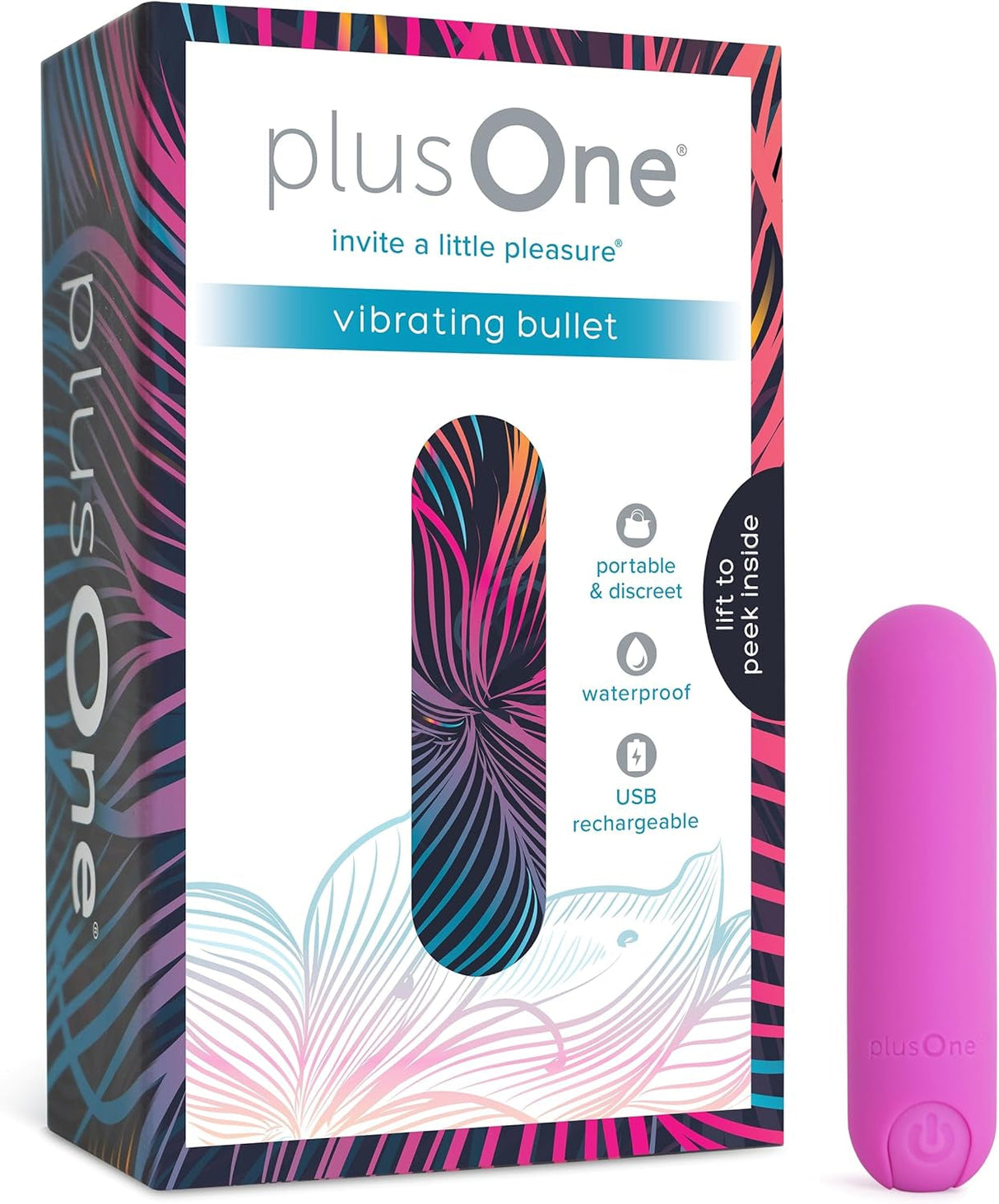 Plusone Bullet Vibrator for Women, Mini Vibrator Made of Body-Safe Silicone, Fully Waterproof, USB Rechargeable, Personal Massager with 10 Vibration Settings, Purple