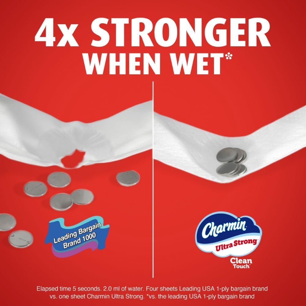 Charmin Toilet Paper Ultra Strong Clean Touch, 18 Family Mega Rolls = 90 Regular Rolls (Packaging May Vary)