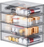 ZHIAI Stackable Storage Box, Acrylic Organizer, Cosmetic Organizer for Cosmetics and Beauty Products for Dressers, Bathrooms, Cabinets, Bedrooms and Home Organization 4 Piece Set